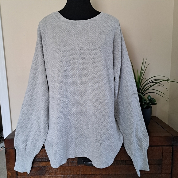 Matty M Honeycomb Sweater Grey Women's Size XL Cotton Neutral - Picture 2 of 12